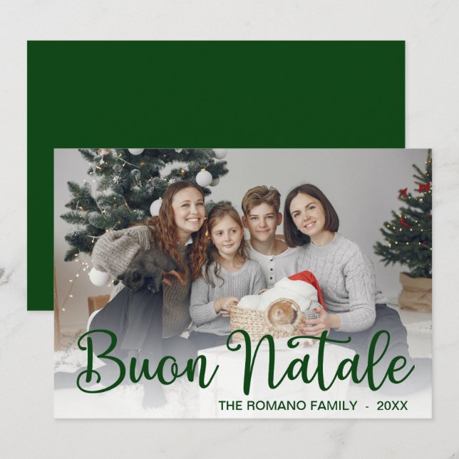 Script Buon Natale Photo Holiday Card (Front/Back)