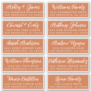 Script Burnt Orange Mariage Étiquette de adresse i
