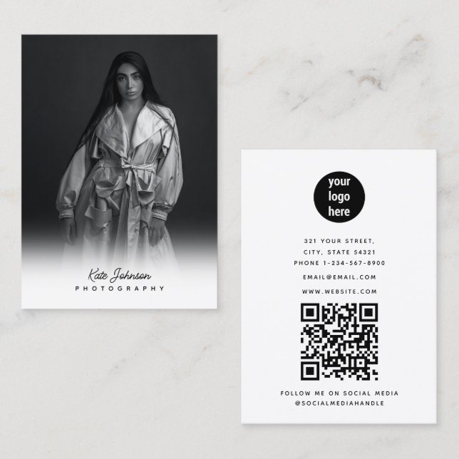 Script Business Logo Photographer Photo Card (Front/Back)