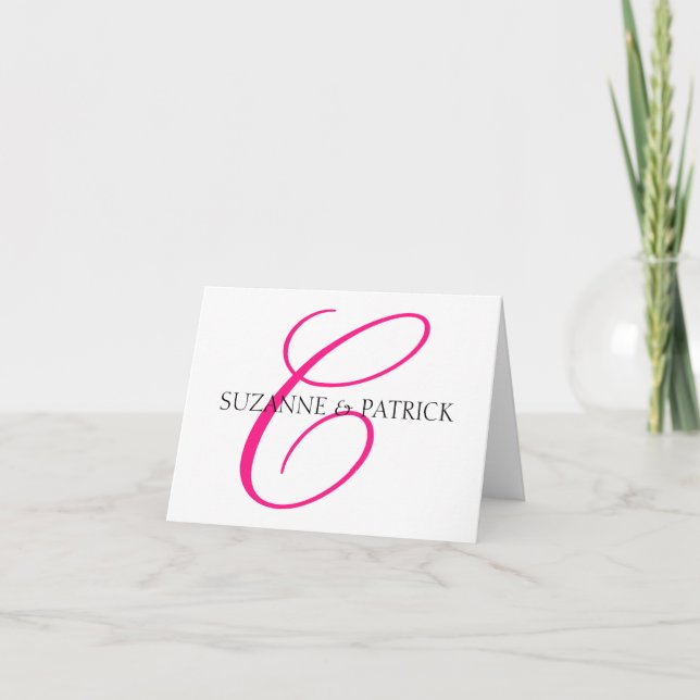 Script C Monogram Notecard (Hot Pink / Black) (Front)
