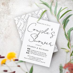 Script calligraphy black and white Couples shower Invitation