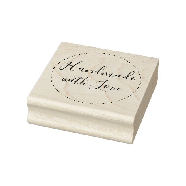 Script Calligraphy Botanical Handmade with Love Rubber Stamp (Stamp)