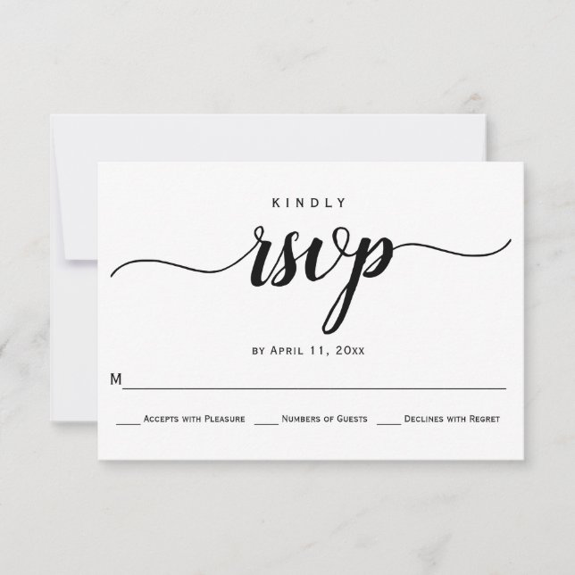 Script calligraphy elegant wedding RSVP card (Front)