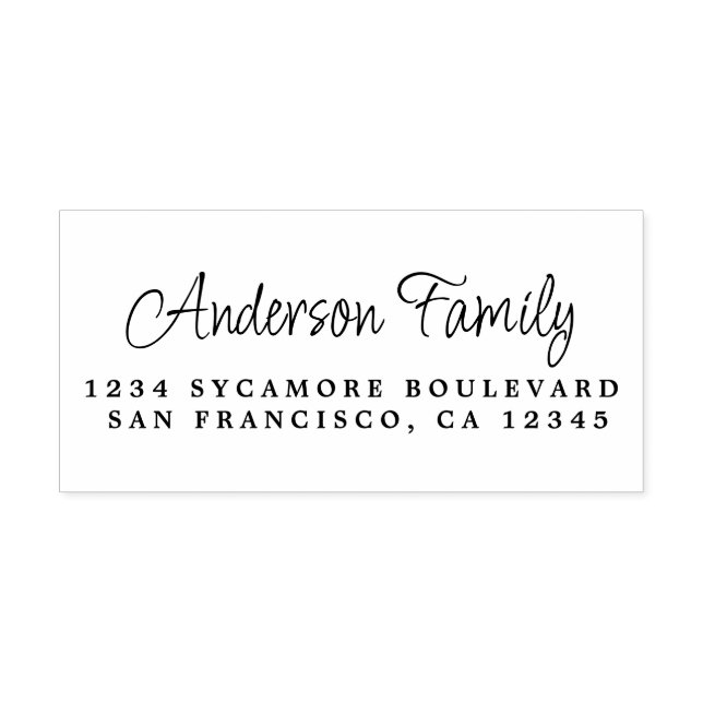 Script Calligraphy Family Name Return Address Self-inking Stamp (Design)