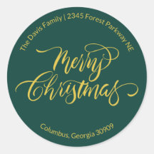 Script Calligraphy Merry Christmas Return Address