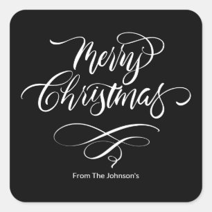 Script Calligraphy Merry Christmas  Square Sticker