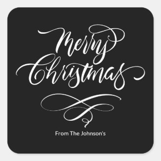 Script Calligraphy Merry Christmas  Square Sticker