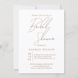 Script calligraphy mocha and white Bridal shower Invitation