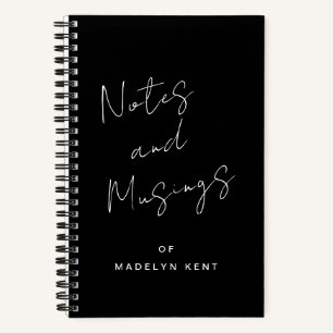 Script Calligraphy Personalized Black & White Notebook