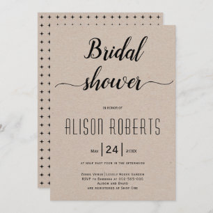 Script calligraphy rustic wedding bridal shower invitation