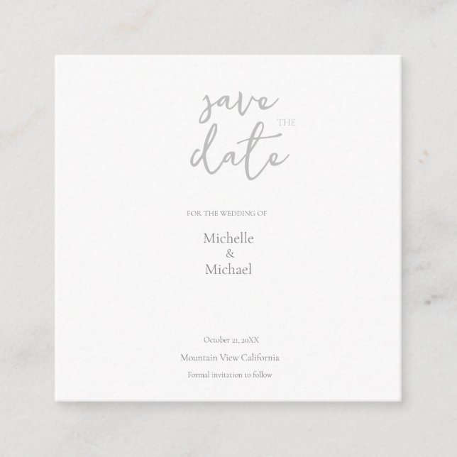 Script Calligraphy Wedding Modern Save the Date Enclosure Card (Front)