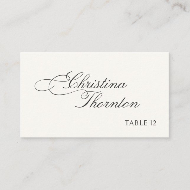 Script Calligraphy Wedding  Place Card (Front)
