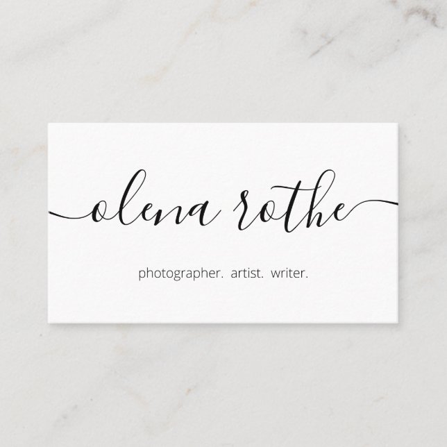 Script Calligraphy, White Modern Professional  Bus Business Card (Front)