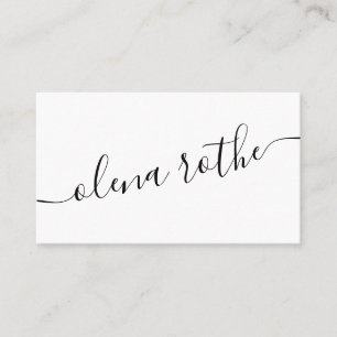 Script Calligraphy, White Modern Professional  Bus Business Card