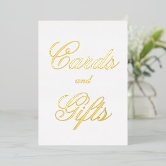 Script Cards and Gifts Foil Table Sign 5x7