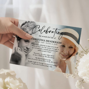 Script Celebration of Life Before & After Photo Invitation