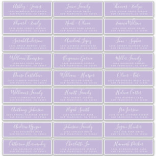 Script Chic Bright Purple Étiquettes de adresse in