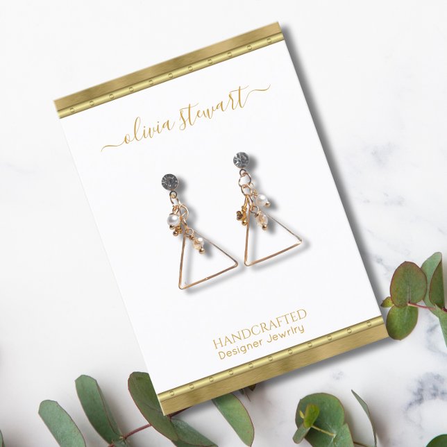 Script Chic Gold White Earring Display card (Creator Uploaded)