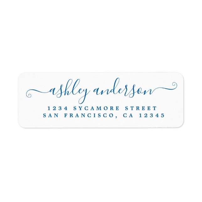Script chic Nom d'encre bleue Adresse de retour (Devant)