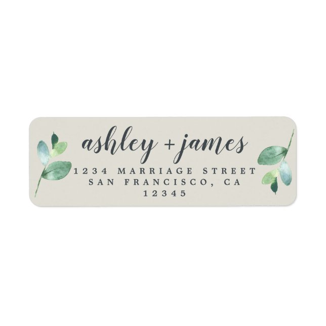 Script chic Vert Foliage Mariage Retour Adresse L (Devant)