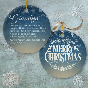 Script Christmas Grandpa, Grandad, Pops Definition Ceramic Ornament