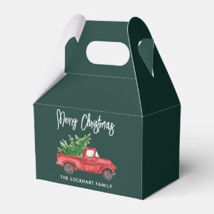 Script Christmas Vintage Red Truck Holiday Custom Favor Box