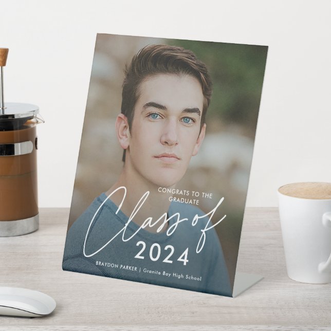 Script Class of 2024 Graduation Welcome Pedestal Sign (In SItu)