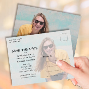 Script Class of Photo Graduation Save the Date Postcard