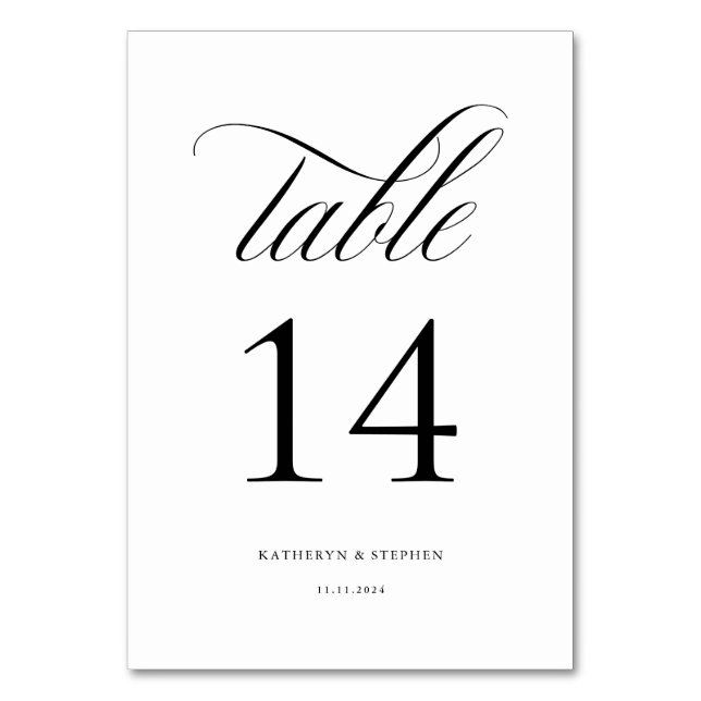 Script classique Mariage élégant Numéro de table 1 (Par défaut)