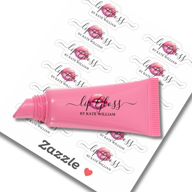 Script Clear Rose Lip Gloss Étiquettes (Créateur téléchargé)