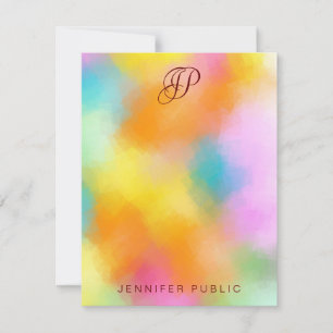 Script Colourful Abstract Handwriting Monogrammed Card