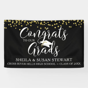 Script CONGRATS GRADS Multiple Grads Black Banner