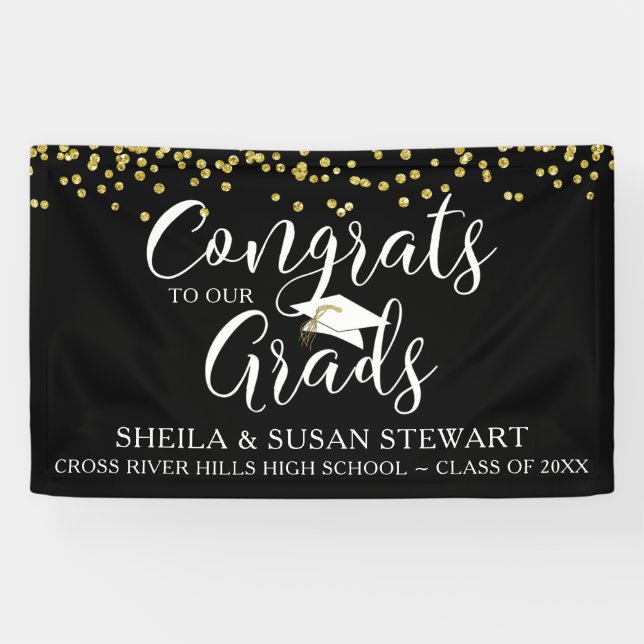 Script CONGRATS GRADS Multiple Grads Black Banner (Horizontal)