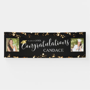 Script CONGRATULATIONS Photo Stars Black Banner