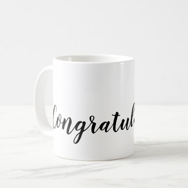 Script Congratulations Typography Black And White Coffee Mug (Front Left)