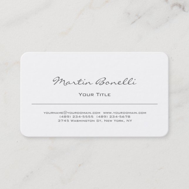 Script couleur blanche Carte de visite simple et t (Devant)