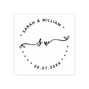 Script Couple Name initial Save the date Wedding Rubber Stamp