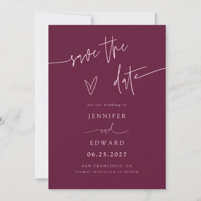 Script Cranberry Wedding Save The Date (Front)