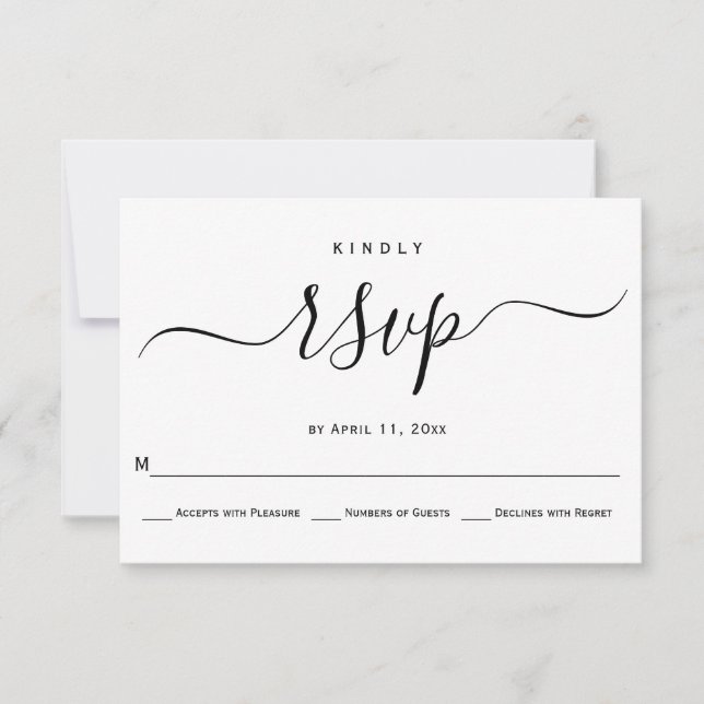 Script curieux calligraphie mariage carte RSVP (Devant)