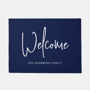 Script Custom Colour Minimalist Family Name Welcom Doormat