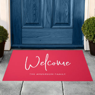 Script Custom Colour Minimalist Family Name Welcom Doormat