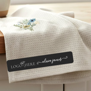 Script Custom logo and text black fabric clothing 