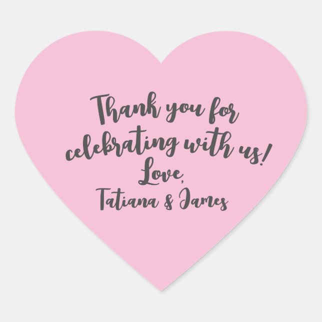 Script Custom Thank You Heart Favour Heart Sticker (Front)