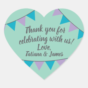 Script Customizable Thank You Heart Banners Sticker