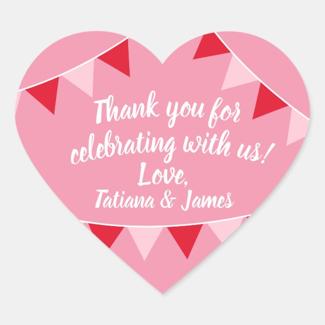 Script Customizable Thank You Heart Banners Sticker (Front)