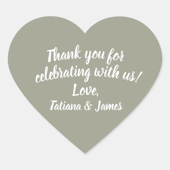 Script Customizable Thank You Heart  Heart Sticker (Front)
