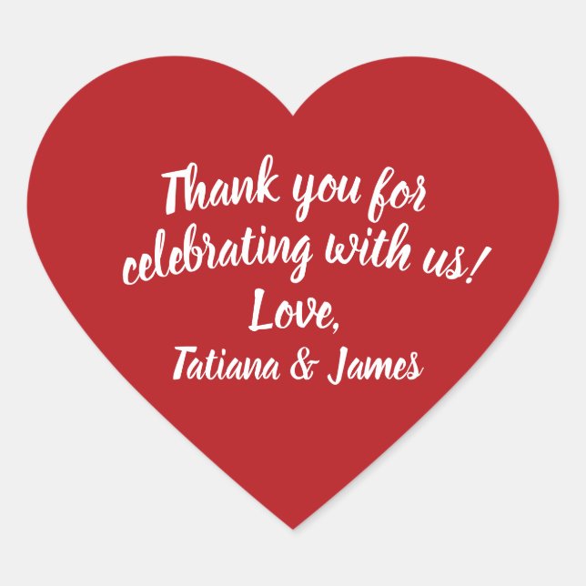 Script Customizable Thank You Heart  Sticker (Front)