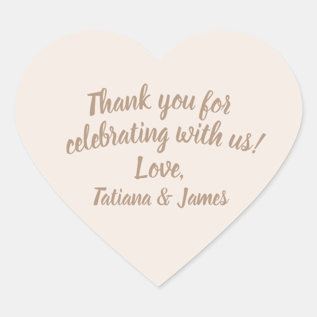 Script Customizable Thank You Heart  Sticker (Front)