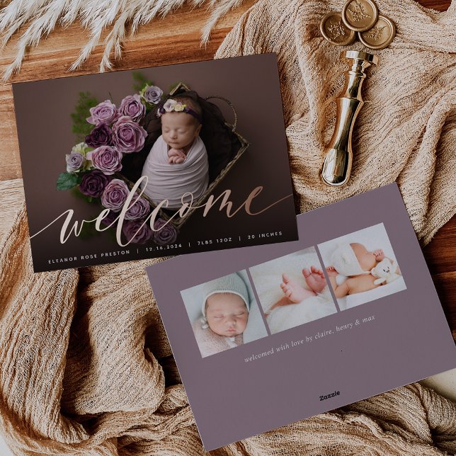 Script de bienvenue | Faire-part de naissance Rose (Créateur téléchargé)