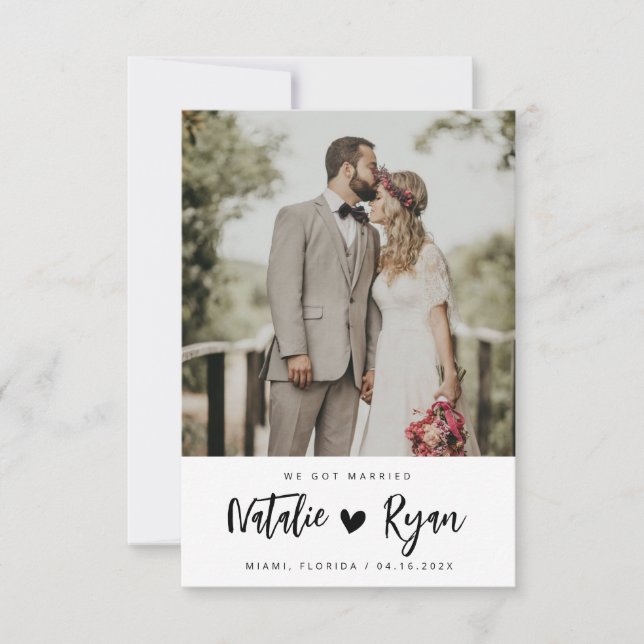 script de brosse noir et blanc faire-part mariage (Devant)